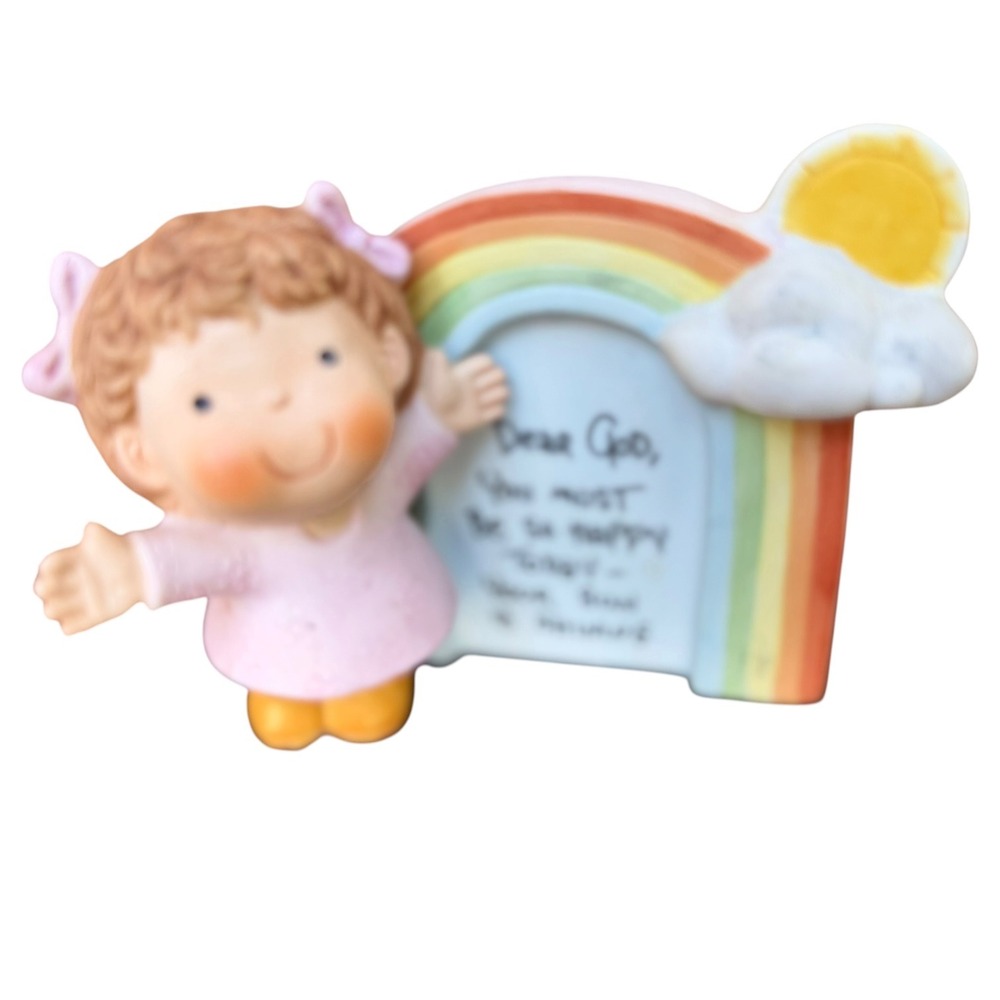 Vintage Enesco Dear God Kids Figurine Rainbow Sun "Your Sun Is Shining" Korea - Picture 8 of 12